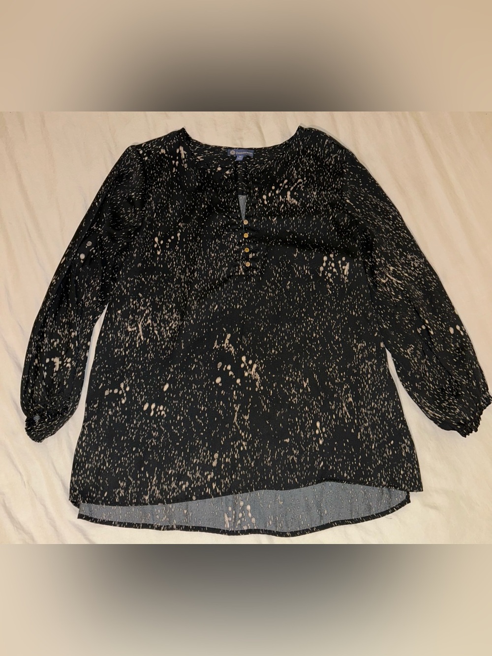 Democracy clothing split-neck long-sleeve blouse medium